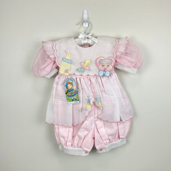 Vintage Other - Vintage Narci Stell Pink Ruffle Romper 3T NWT
